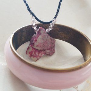 Vintage and handmade jewelry set stone brass and swarovski elements bangle